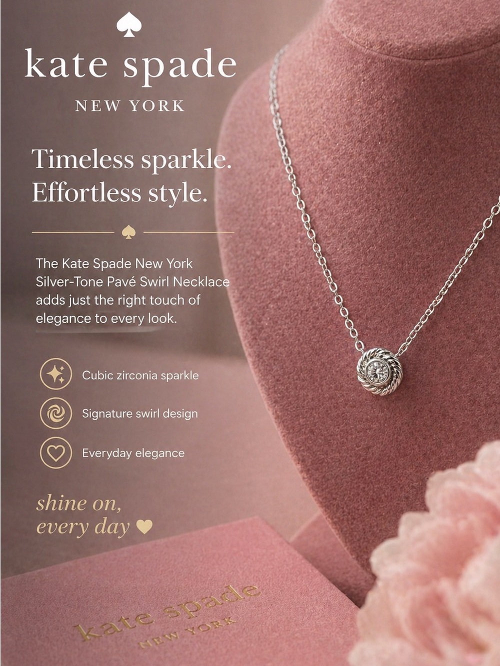 kate spade Silver Pavé Swirl Pendant Necklace
